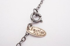 Vintage Sterling Silver 925 Brown Glass Bead Necklace 17.75″