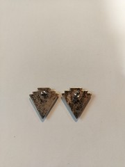 Vintage Sterling Silver Taxaco Mexico Brutalist Malachite Lapis Lazuli Earrings