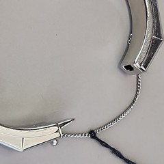 Vintage Hinged Bangle Bracelet Octagon Silver Tone Hong Kong Safety Clasp 6.5″