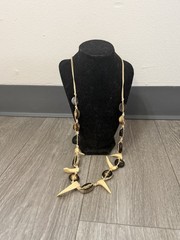 Vintage Handmade Knotted Carved Shell Boho Tribal Necklace