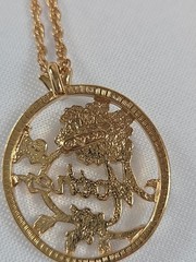 Avon Mother’s Day Vintage Pendant Chain Necklace Gold Tone With Red Ruby Round
