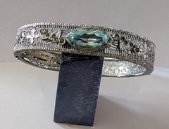 Antique Art Deco/Art Nouveau Filigree Bracelet Blue Glass