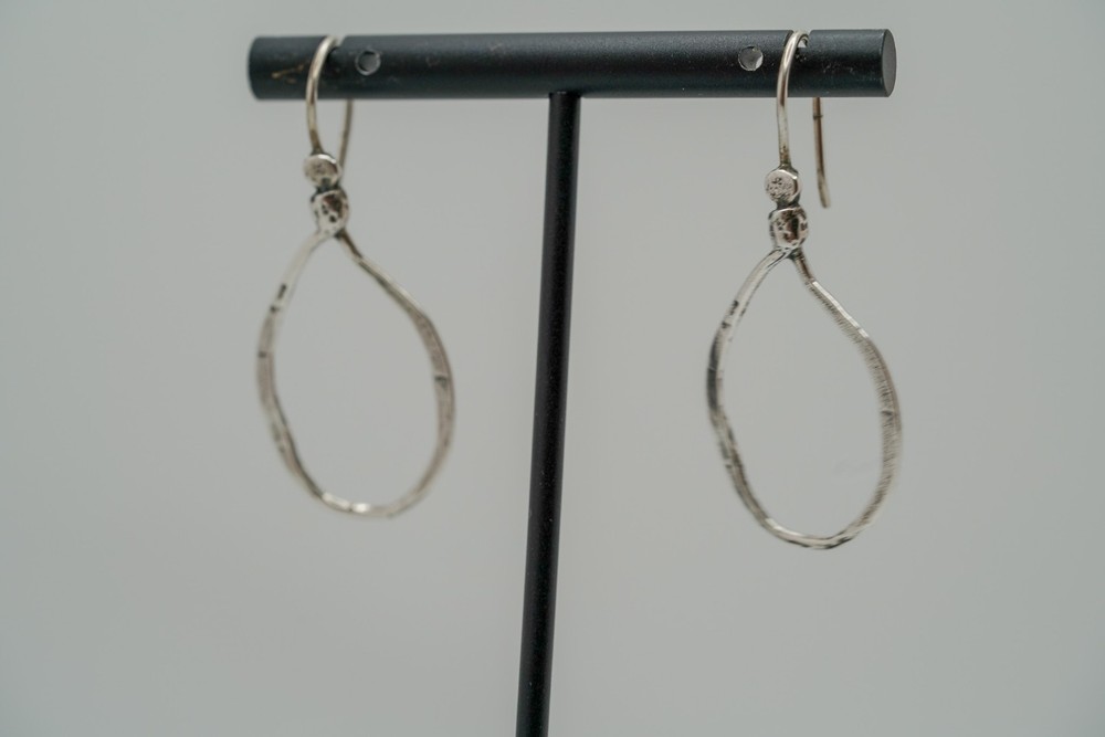 Vintage Sterling Silver Silpada Hammered Hoop Dangle Earrings 4.5cm EB2