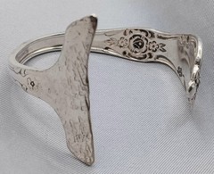 Artisan Made Fish Tail Cuff Bracelet Silver Plate Wm. A Rogers Spoon