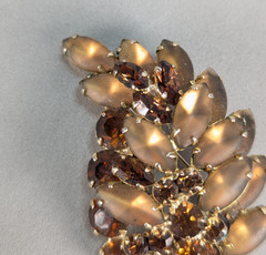 Verified Juliana D&E Frosted Amber Topaz Rhinestone Feather Brooch Earrings Set