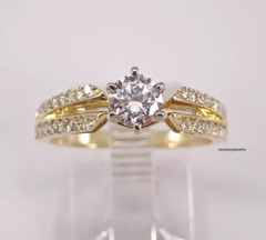 2Ct Round Cut Moissanite Women Solitaire Engagement Ring 14K Yellow Gold Plated