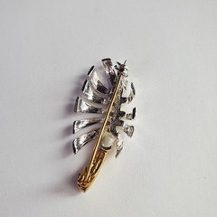 Danecraft Vintage Two Tone Silver and Gold Leaf Brooch Pin Botanical Design 90’s