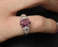 Fine 2.97ct GIA Madagascar Pink Sapphire & 0.13ct Diamond Platinum Ring Size 5