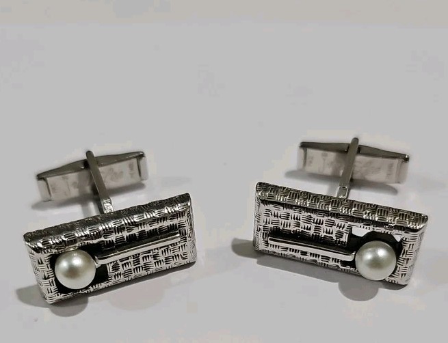 1950-1970 Judy Lee Pearl Cufflinks Cuff Links Modernist Vintage Pair