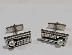 1950-1970 Judy Lee Pearl Cufflinks Cuff Links Modernist Vintage Pair
