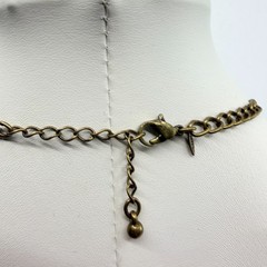 VTG Multi Strand Charm Necklace Bronze & Silver Tone Layered Boho Crystal Retro