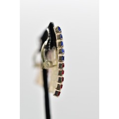 Vintage American Flag Clip On Earrings USA Rhinestone Crystal July 1980s BinAZ