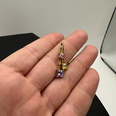 Sterling Silver 925 Purple Amethyst Pendant Charm Ross Simons Yellow Pink CZ