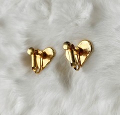 vintage Moschino Logo Cute Heart Clip On earrings Gold Tone Rare Japan exclusive