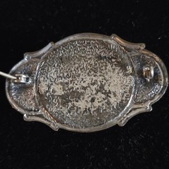 Antique Silver Tone Millefiori Micromosaic Brooch Pin Green Rhinestones Art Deco