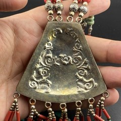 Old Tibetan Brass Handmade Traditional Unique Triangle Shaped Pendant Necklace