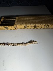 Vintage PAJ BB Gold Tone Tennis Bracelet Assorted Stones Double Safety Clasp 7″