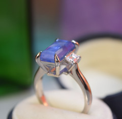 GIA Estate Platinum 5.60ct No Heat Ceylon Blue Sapphire VS Diamond 3 Stone Ring