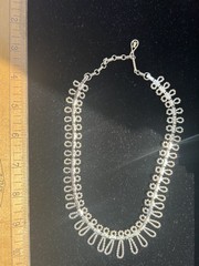 Vintage Coro Signed Necklace Pale Gold Tone Dangle Links Statement Excellent con