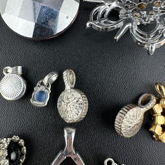 Vintage to Now Crystal Rhinestone Pendant Charm Lot of 28 Silver Gold Tone Mix