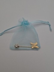 Inital M Letter Clear Rhinestone Star Fastener Gold Tone Stick Pin 2.5 Inches