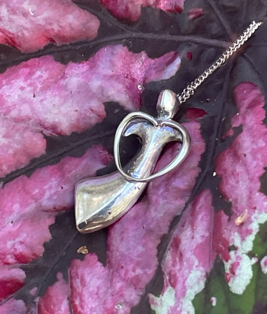 Heart Holding Lady Goddess Guardian Angel Sophia Woman Pendant Sterling 24 Chain