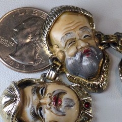 Vintage SELRO SELINI Seven Lucky Gods Bracelet Asian Fortune Faces Figural Panel