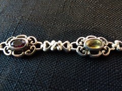 #656–VINTAGE STERLING SILVER HAN-925-BRACELET–6-STONES