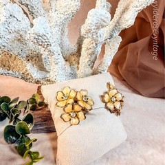 Yellow Thermoset Flower Clip-on Earrings