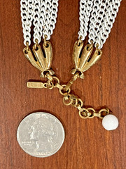 8 Vintage Now Gold Tone White Paint Necklaces Monet Vendome Roget Napier Earring