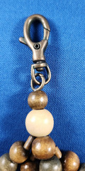 Vintage Bohemian Dangle Wooden Beads Faux Bone & Metal Coin Clasp 10” long