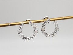 $8K 3ct VS G Natural OVAL Emerald Pear Cut Diamond 14k White Gold HOOP Earrings
