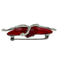 Authentic Swarovski Starfish Brooch Red Crystal Silver Tone With Box