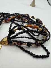 Vintage Les Bernard Multi Strand Necklace & Clip Earrings Set Gold Tone