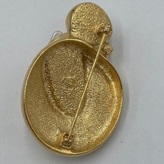 Vintage Signed GIVENCHY Faux Pearl Clear Rhinestone Abstract Goldtone Brooch Pin