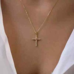 2.00Ct Round Cut Lab Created Diamond 925 Silver Cross Engagement Women’s Pendant