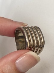 Vintage Chateau D’Argent Solid Sterling 925 Modernist Ring W 14K Gold Rope Band