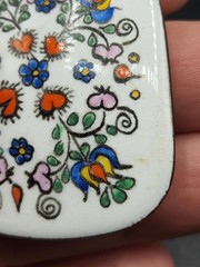 Vintage Enamel on Copper Florals and Hearts Brooch