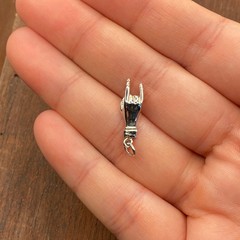 Vintage 925 Sterling Silver Horns / Rock ‘n Roll Sign Language Pendant Charm