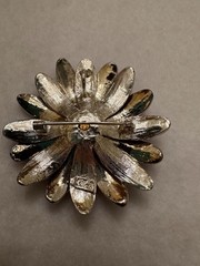 Vintage Purple Metal Flower Brooch Pendant Signed Best Diameter 2.0”