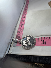 Vintage 950 Silver and black 3 Elephant Round Pendant Marked TV-102