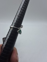 Vintage 850 Platinum Emerald and Diamond Bypass Ring Sz 6