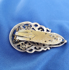 Vintage ORIGINAL Deco STERLING SILVER Diamond Cut Marcasite Brooch Clip BROACH
