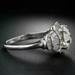 Art Deco Style 3.50Ct Round Cut Lab Created Diamond 14K White Gold Finish Ring