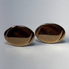 Vintage Cuff Links Gold Tone Oval MCM Bullet Back