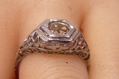Art Deco Belais Bros Antique Filigree 18k White Gold Ring Wedding Engagement