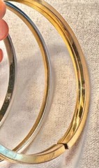 2 MONET Signed bracelets gold tone metal bangle 1 12k GF Marathon hinged TX311