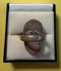 Vintage Sterling Silver And abalone shell cabochon Ring Size 9