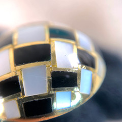 Tiffany & Co. 18K 750 Yellow Gold Mother Of Pearl and Onyx Mosiac Cufflinks with