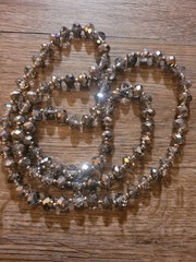 AB Glass Crystal Necklace Aurora Borealis Bicone Faceted Beads Silver Tone